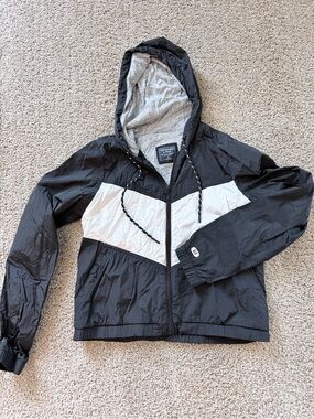 Abercrombie & Fitch Black & White Hooded Windbreaker